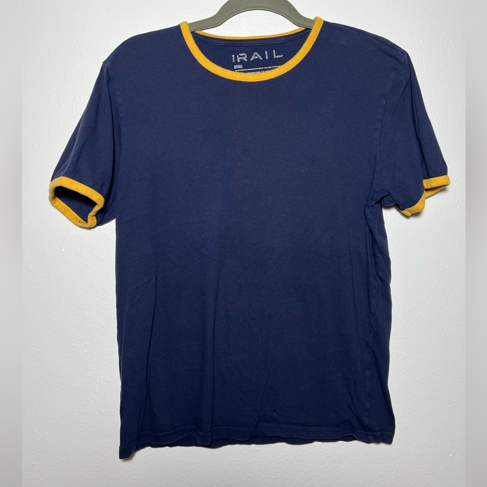 The Rail Navy & Yellow sleeve and collar detail size Small Nordstrom Brand